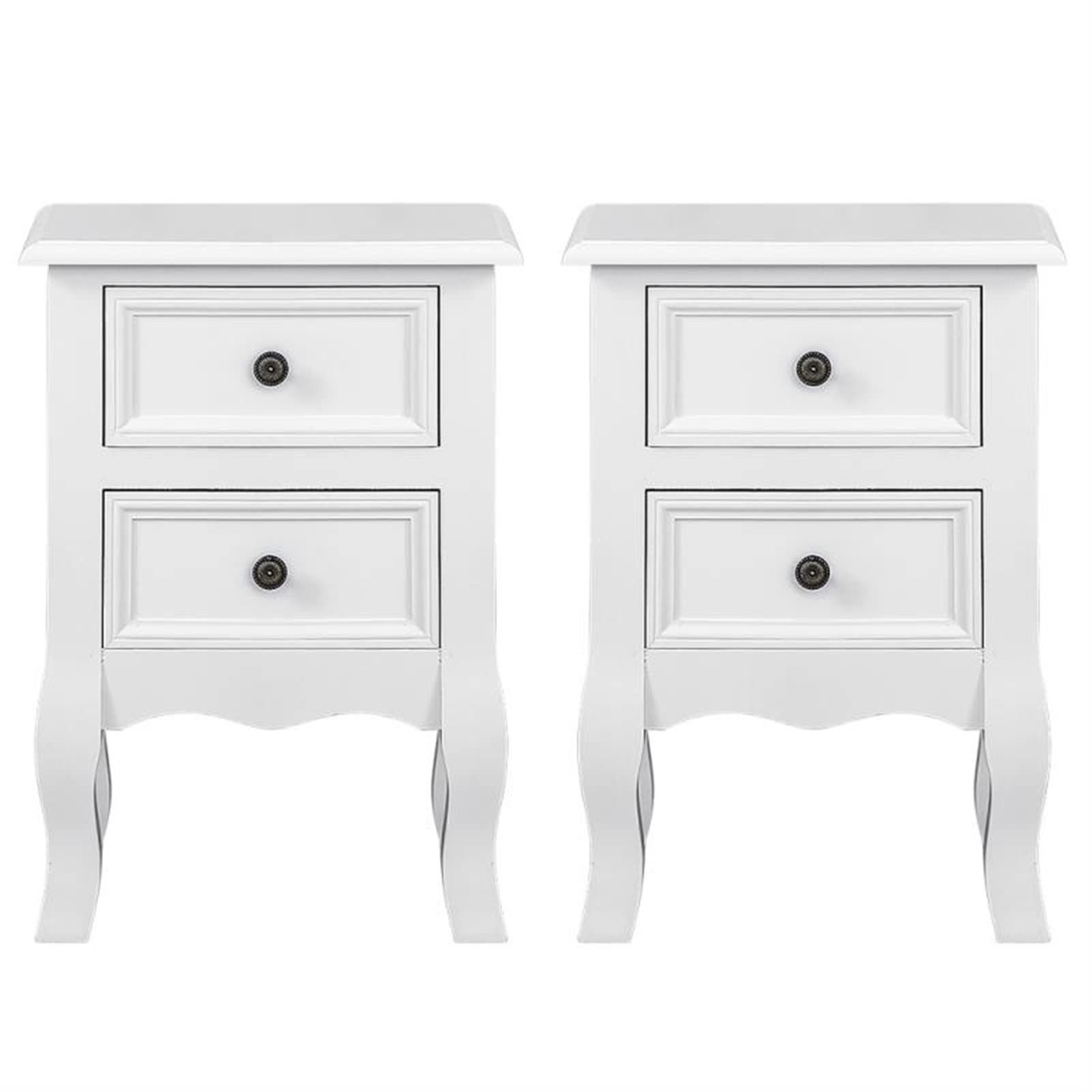 2PCS/Set Solid Wood Nightstand with 2 Drawers - Waterproof & Scratch Resistant Bedside Table - Modern Bedroom Furniture for Small Spaces - Perfect for Bedroom, Guest Room, Dorm & Apartment