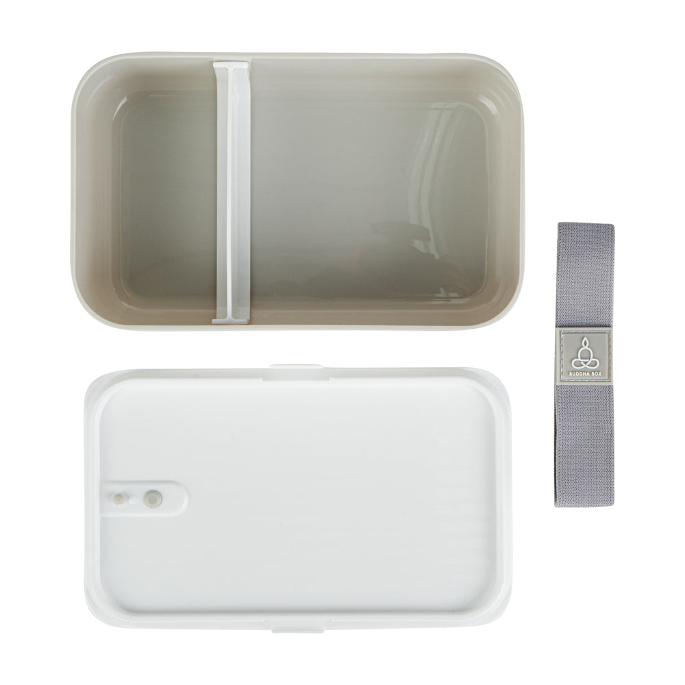 Bento Tek 34oz Gray Buddha Box Lunch Container with White Lid - 7.5