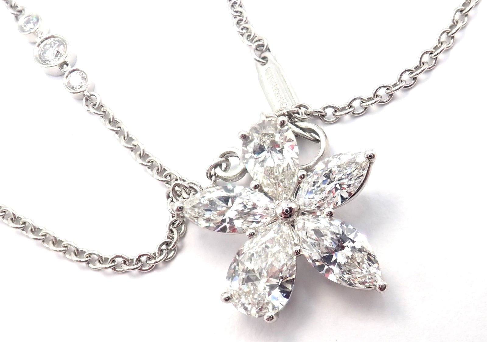 Authentic Tiffany & Co Victoria Platinum Diamond Mixed Cluster Pendant Necklace | Luxury Jewelry Gift for Women | Perfect for Weddings, Anniversaries & Special Occasions