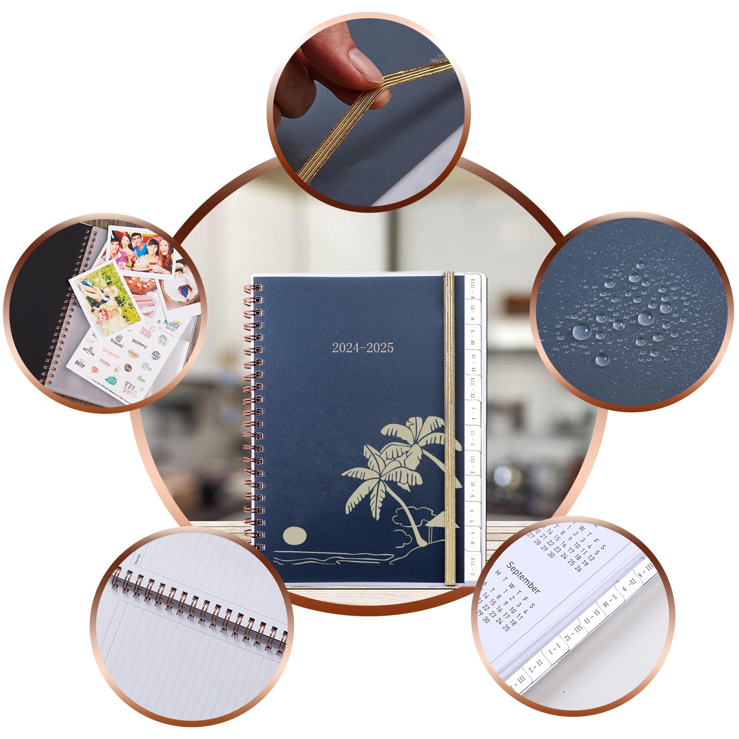2024-2025 A5 Spiral Weekly Planner - Academic Student Planner with Monthly Tabs, Pockets & Notes | August 2024 to July 2025 Vertical Calendar | Perfect for School, Office, Family & Professional Use