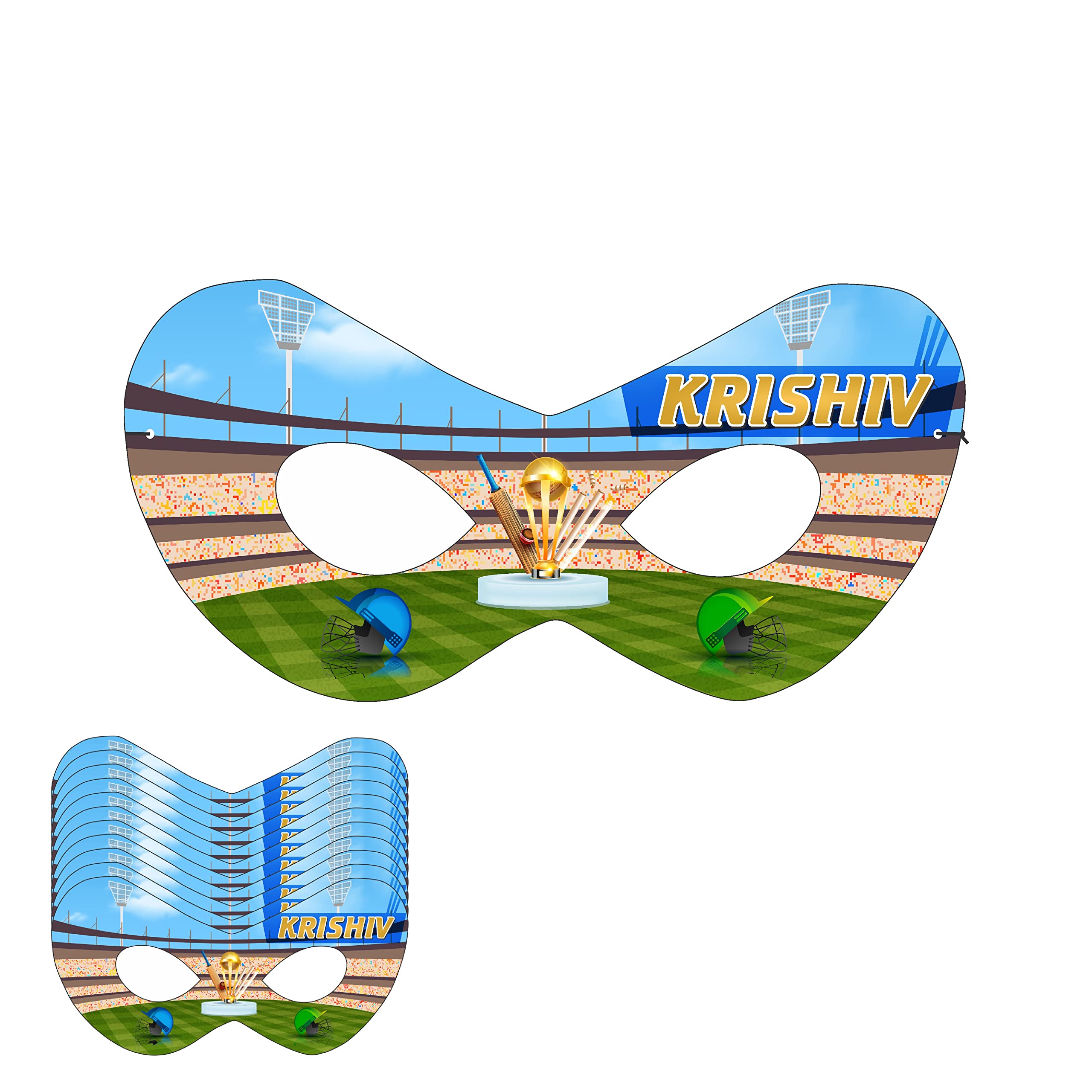 Cricket Theme Birthday Eye Mask with Baby Name - Personalized Cricket Party Decorations for Kids Birthday Celebrations and Sports Themed Events