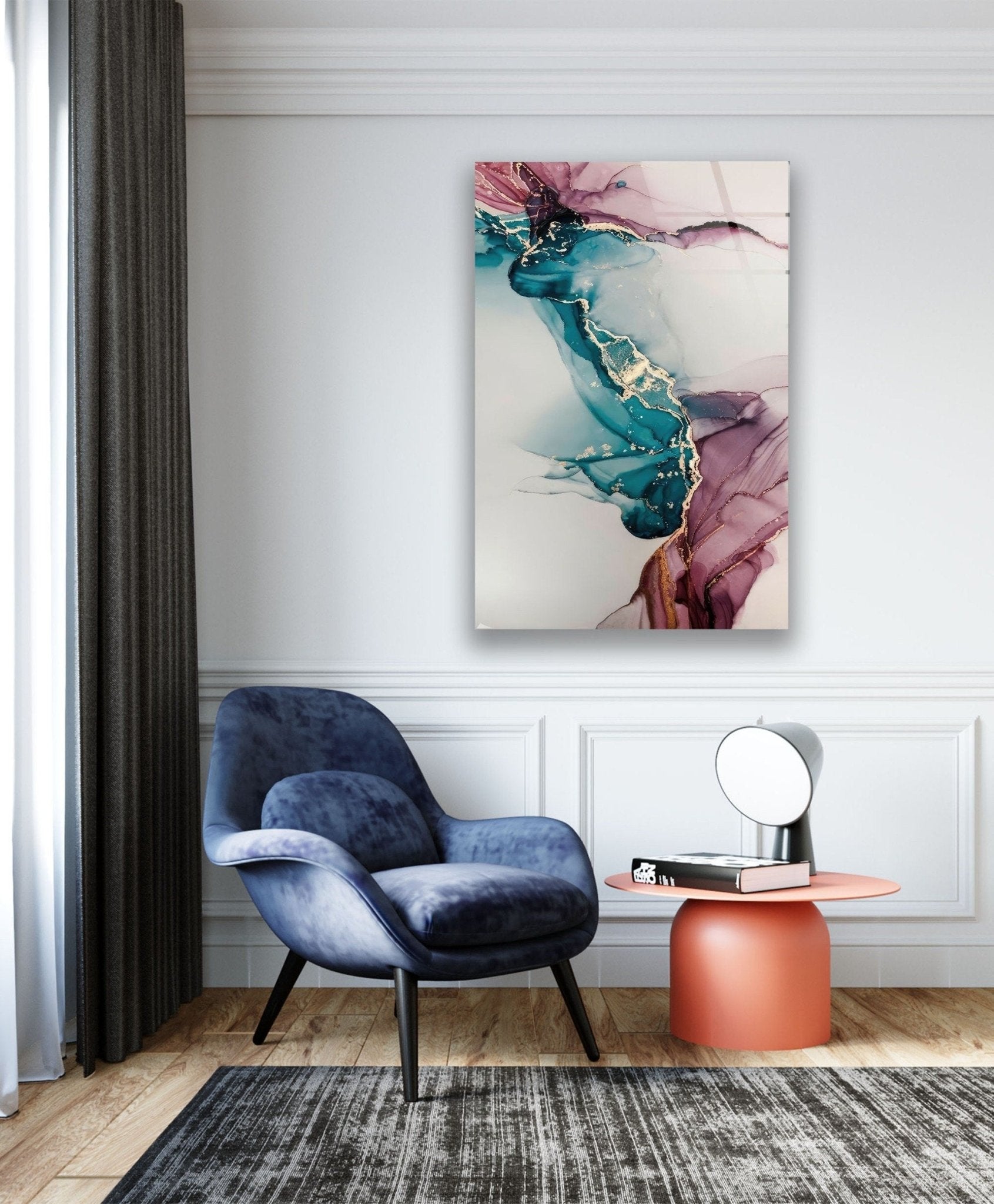Abstract Pictorial Art Glass Wall Decor - Modern Handmade Glass Art for Living Room, Bedroom & Office - Unique Home & Interior Design Decorations