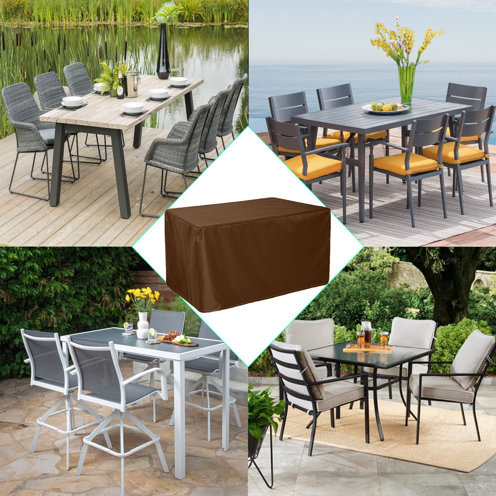 **Waterproof Heavy Duty 420D Garden Furniture Covers 123.2x55.2x35.6in – Windproof, UV-Resistant Patio Set Covers for Outdoor Table & Chairs – Perfect for Rattan, Wood, or Metal Furniture Protection in Rain, Snow & Sun**