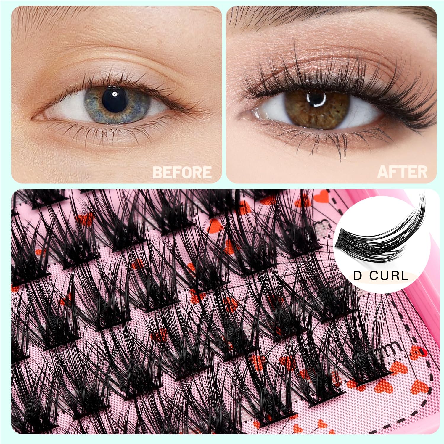 Premium Eyelash Extension Kit - 8-20mm Mixed Lengths (10+12mm, 12+14mm, 14+16mm, 16+18mm) Wispy Lash Clusters for Natural Volume - Perfect for Salon Professionals & DIY Lash Extensions at Home