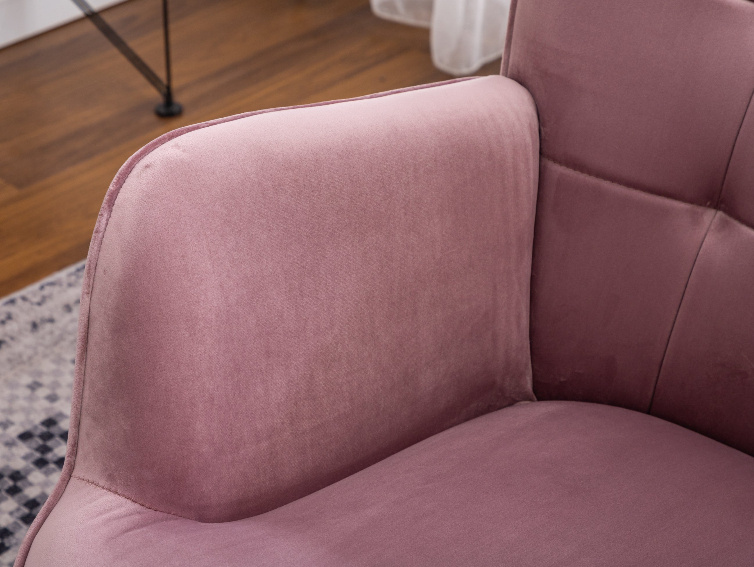 Roundhill Furniture Leiria Contemporary Silky Velvet Tufted Accent Chair with Ottoman - Modern Living Room Seating for Home Office, Bedroom & Lounge Areas
