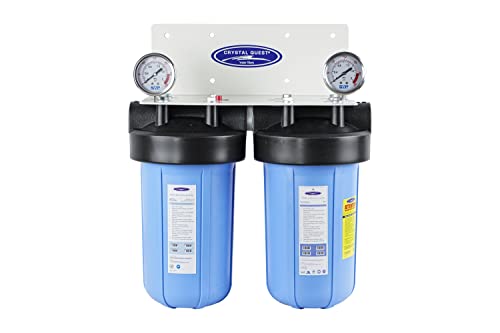 Crystal Quest Smart Series Compact Whole House Water Filter System - 3-6 GPM Capacity for 1-2 People, Dual Cartridge Design with 1