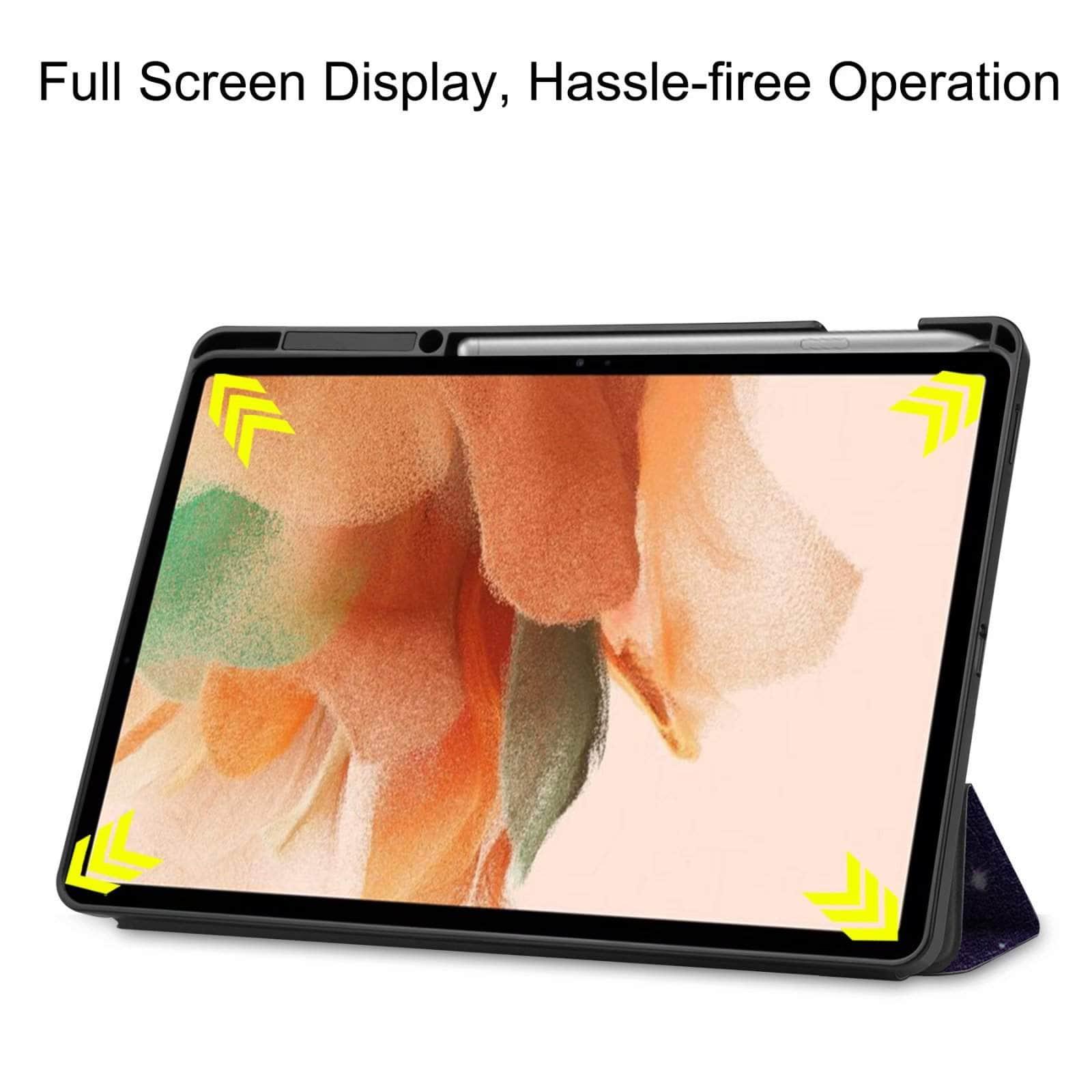 Samsung Galaxy Tab S7 Lite T730 T735 Ultra Tri-Fold Hard Shell Smart Cover Case - Protective Stand for Work, Study & Entertainment