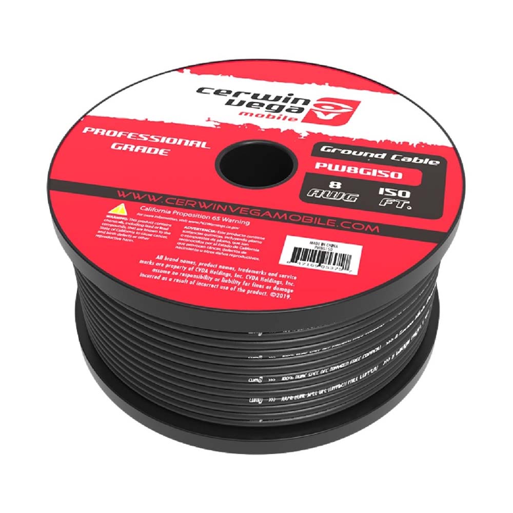 Cerwin Vega PW8G150 8 Gauge Frost Red and Black Power Wire - Premium Car Audio Power Cable for Amplifiers, Subwoofers, and Stereo Systems - Ideal for Car Audio Installations and Custom Sound Setups