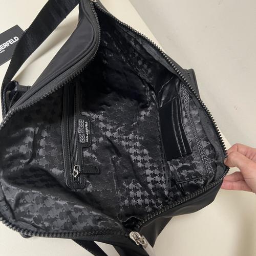 KARL LAGERFELD Paris Voyage Sling Backpack - Black Unisex One Size Shoulder Bag for Travel, Work & Daily Use