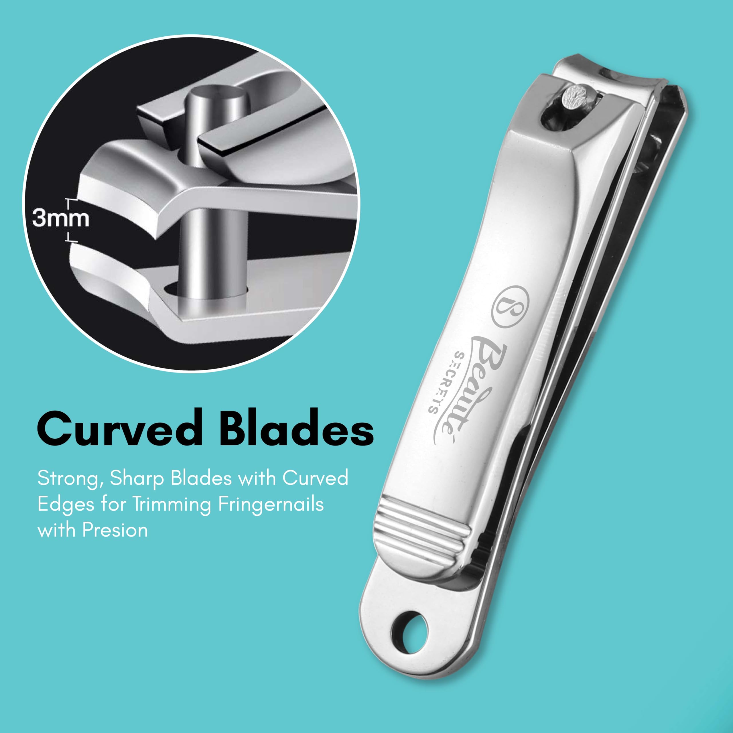 Professional Nail Clipper Set for Men - Cuticle Cutter, Finger & Toe Nippers for Thick Nails with Non-Slip Handle & Built-in File | Curved Blade Design Prevents Nail Fungus | Perfect for Home, Travel & Salon Use