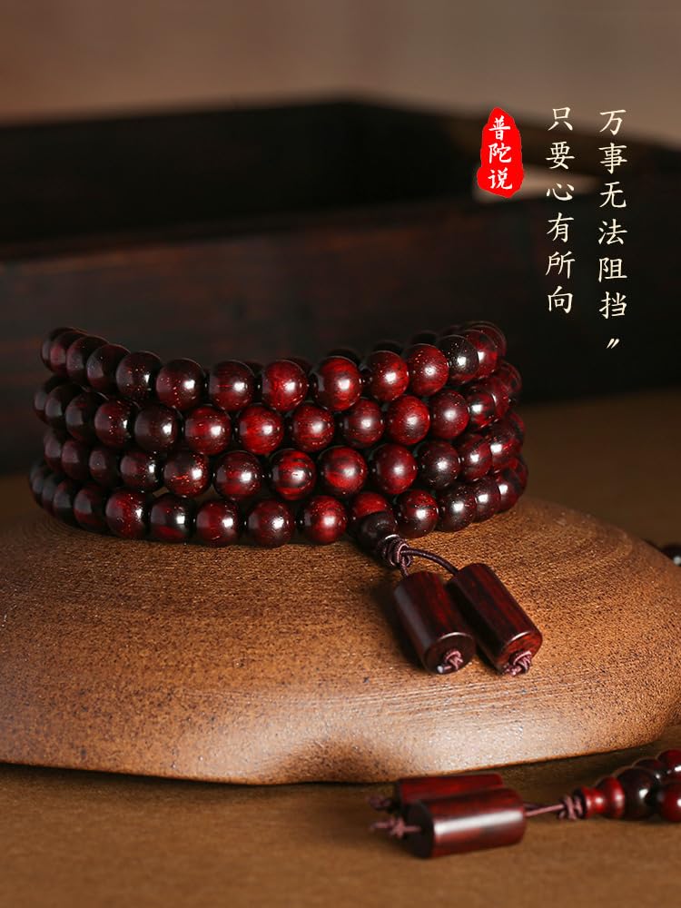 Authentic Indian Sandalwood Mala Beads Bracelet - 108 Natural Wood Prayer Beads for Men & Women - Spiritual Meditation Yoga Accessories - Fashion Jewelry Gift for Mother's Day, Birthday, Anniversary (Great for Daily Meditation, Stress Relief & Mindful Living)