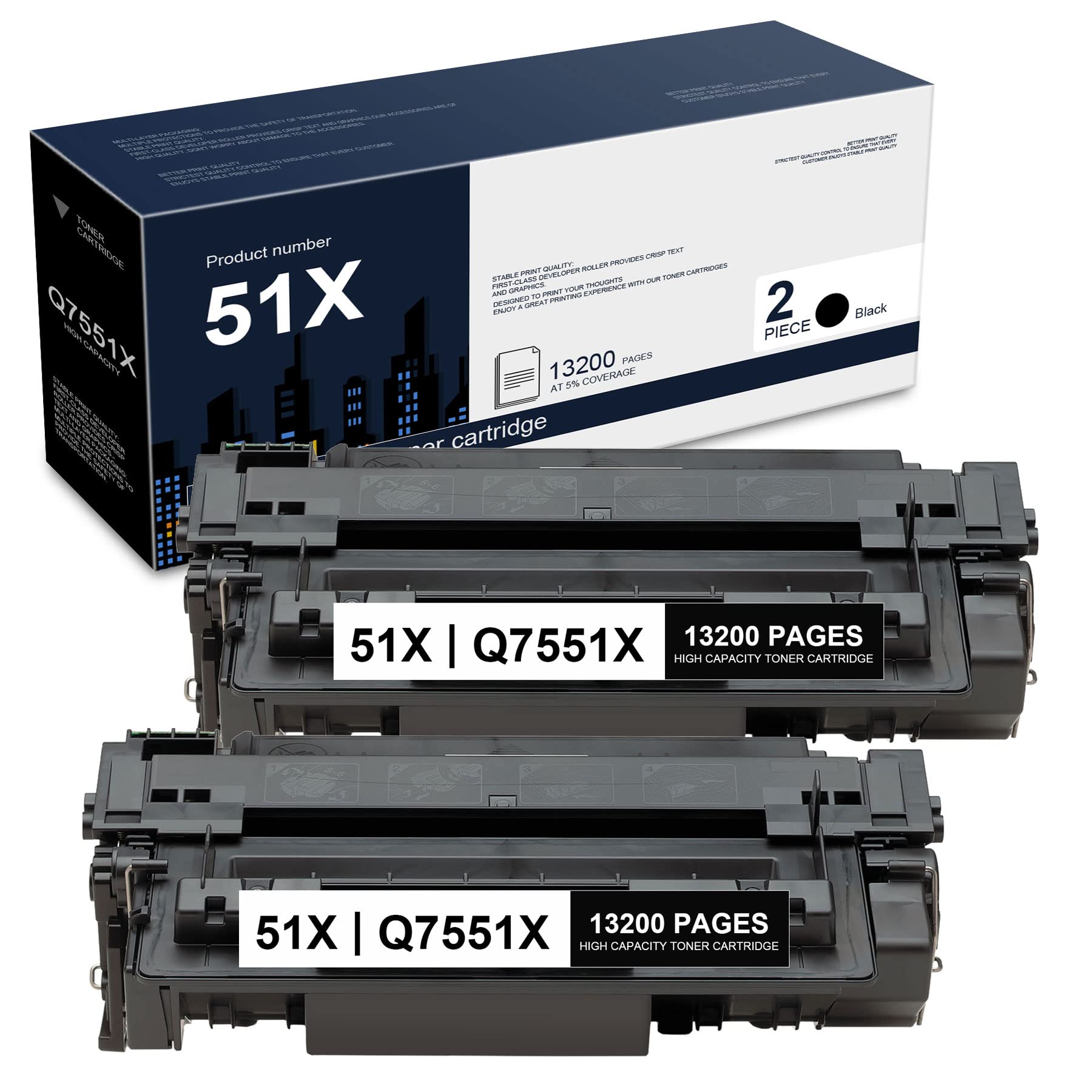 2-Pack HP P3005 Toner Cartridge Replacement - High-Yield Black for Office Printers