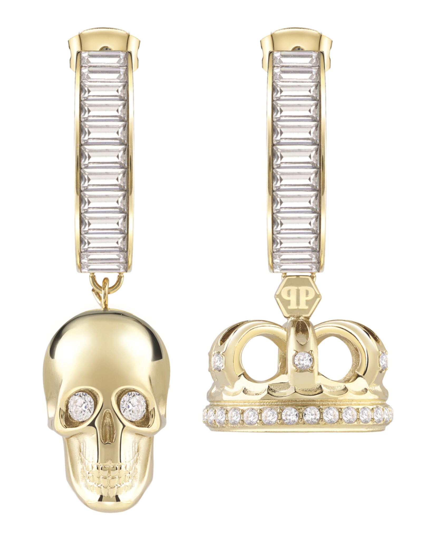 Skull Crown Crystal Hoop Earrings for Women - Gothic Punk Jewelry - Perfect for Halloween, Parties & Edgy Fashion Accessories
