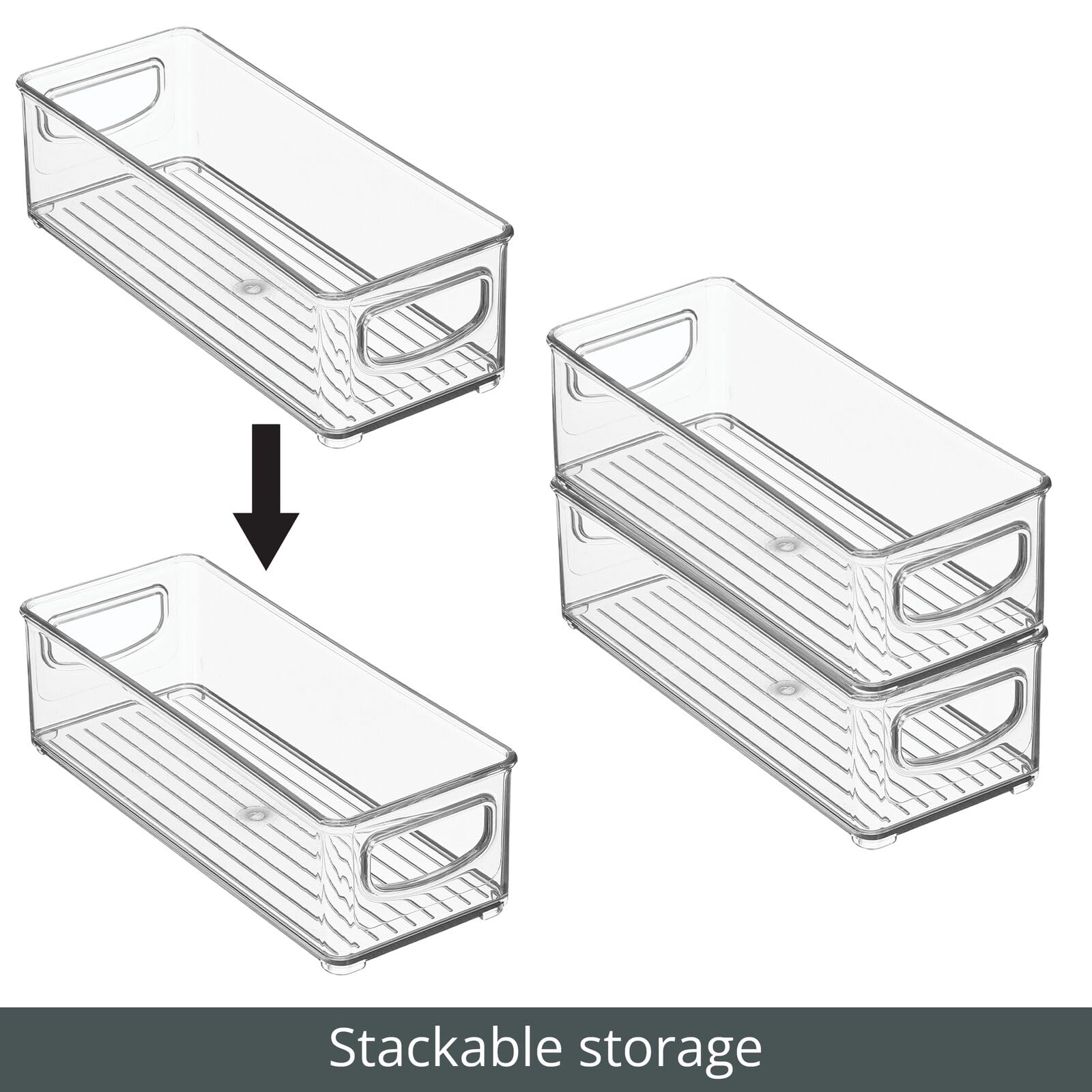mDesign Small Plastic Storage Bins with Handles - 6 Pack Clear Organizer for Office Supplies, Pens, Pencils & Notes | Perfect for Filing Cabinets, Closet Shelves & Desk Drawers | Space-Saving Home & Office Organization Solution