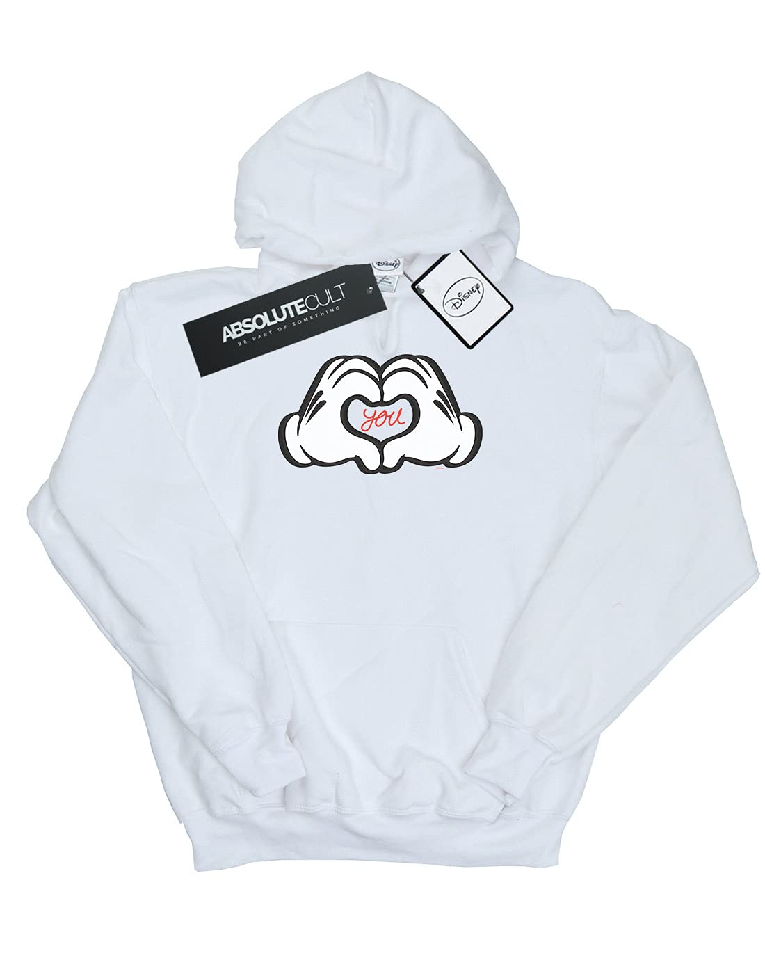 Disney Mickey Mouse Loves You Hoodie for Men - White Cotton Pullover Sweatshirt Medium Size | Casual Wear, Gift for Disney Fans, Theme Park Outfit