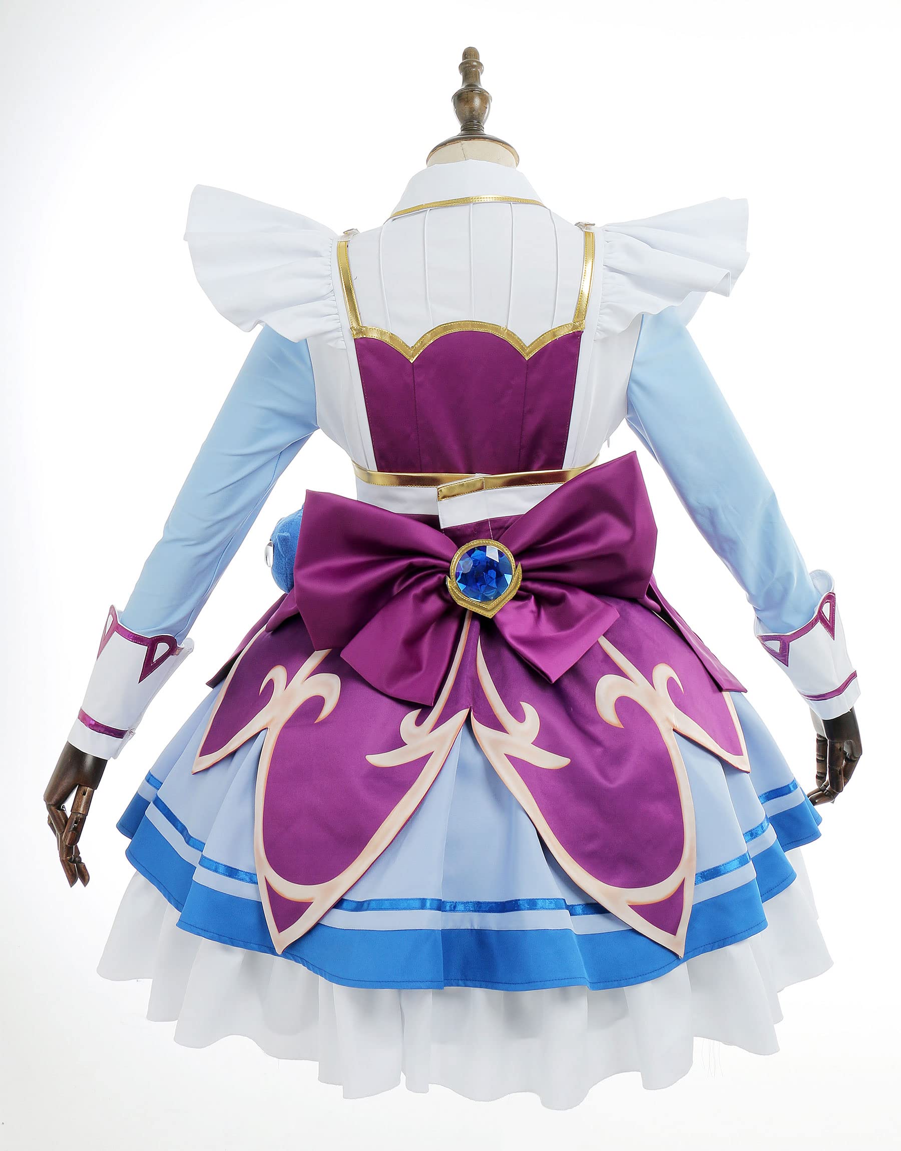 miccostumes Women's & Girls' Purple Bowknot Maid Costume Dress with Stockings & Long Sleeves - Halloween Cosplay, Anime Convention, Role Play Outfit