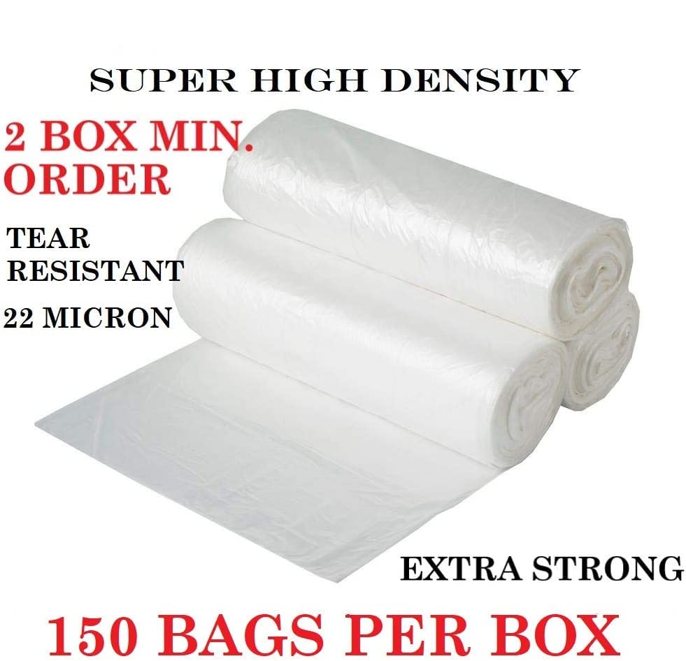 2 Boxes - 55-60 Gallon Heavy Duty Clear Trash Bags (300 Count Total) - Super High Density Garbage Liners for Commercial & Home Use - Ideal for Large Kitchen, Office & Outdoor Waste Disposal