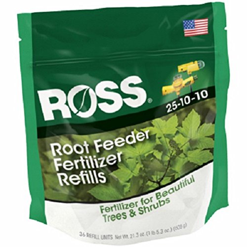 Ross 14666 36 Pack Tree & Shrub Fertilizer Root Feeder Refills - Slow Release Plant Food Spikes for Healthy Growth (5 Pack) - Perfect for Garden, Lawn, and Landscape Maintenance