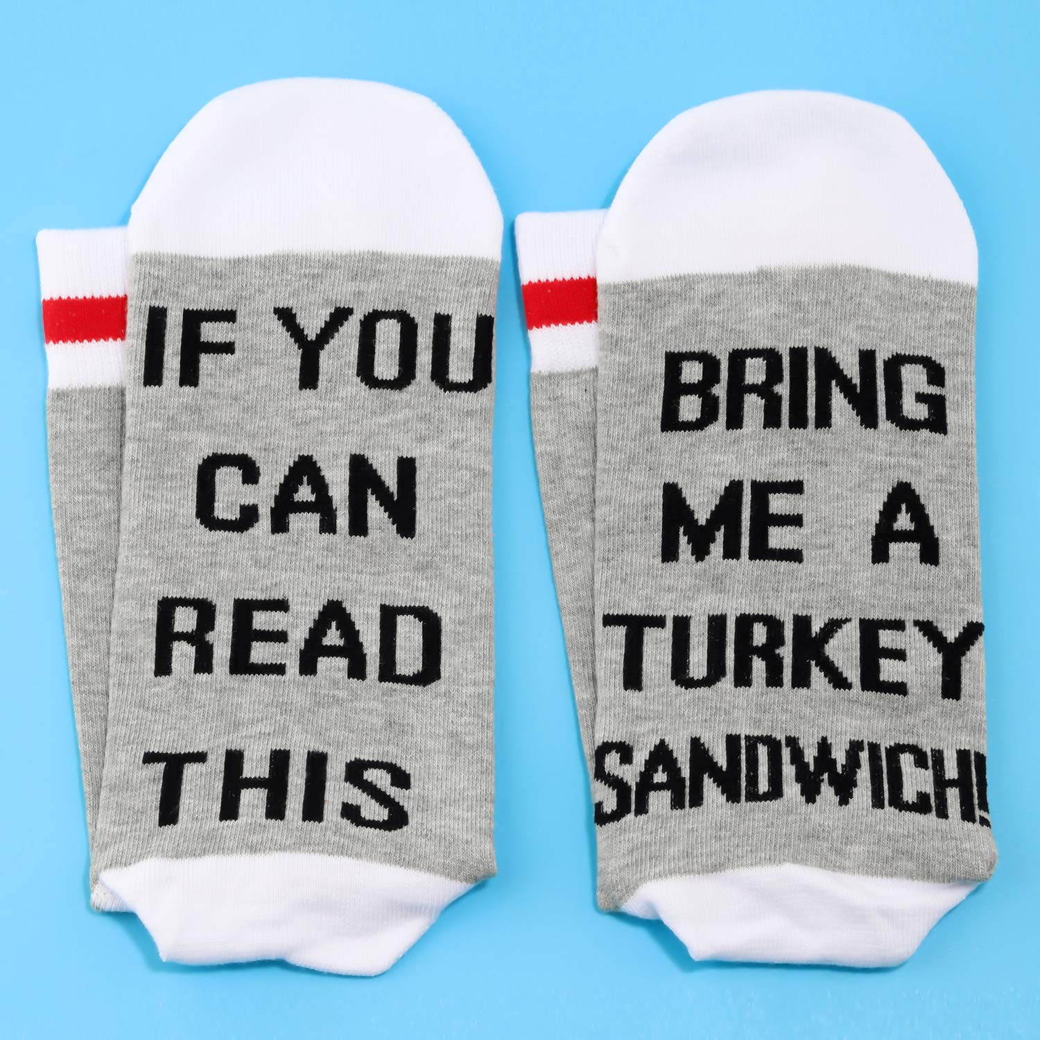 JXGZSO 2 Pairs Funny Turkey Sandwich Socks - Perfect Gift for Sandwich Lovers - Novelty Socks with 'Bring Me A Turkey Sandwich' Text - Comfortable & Unique Design for Christmas, Thanksgiving, or Casual Wear