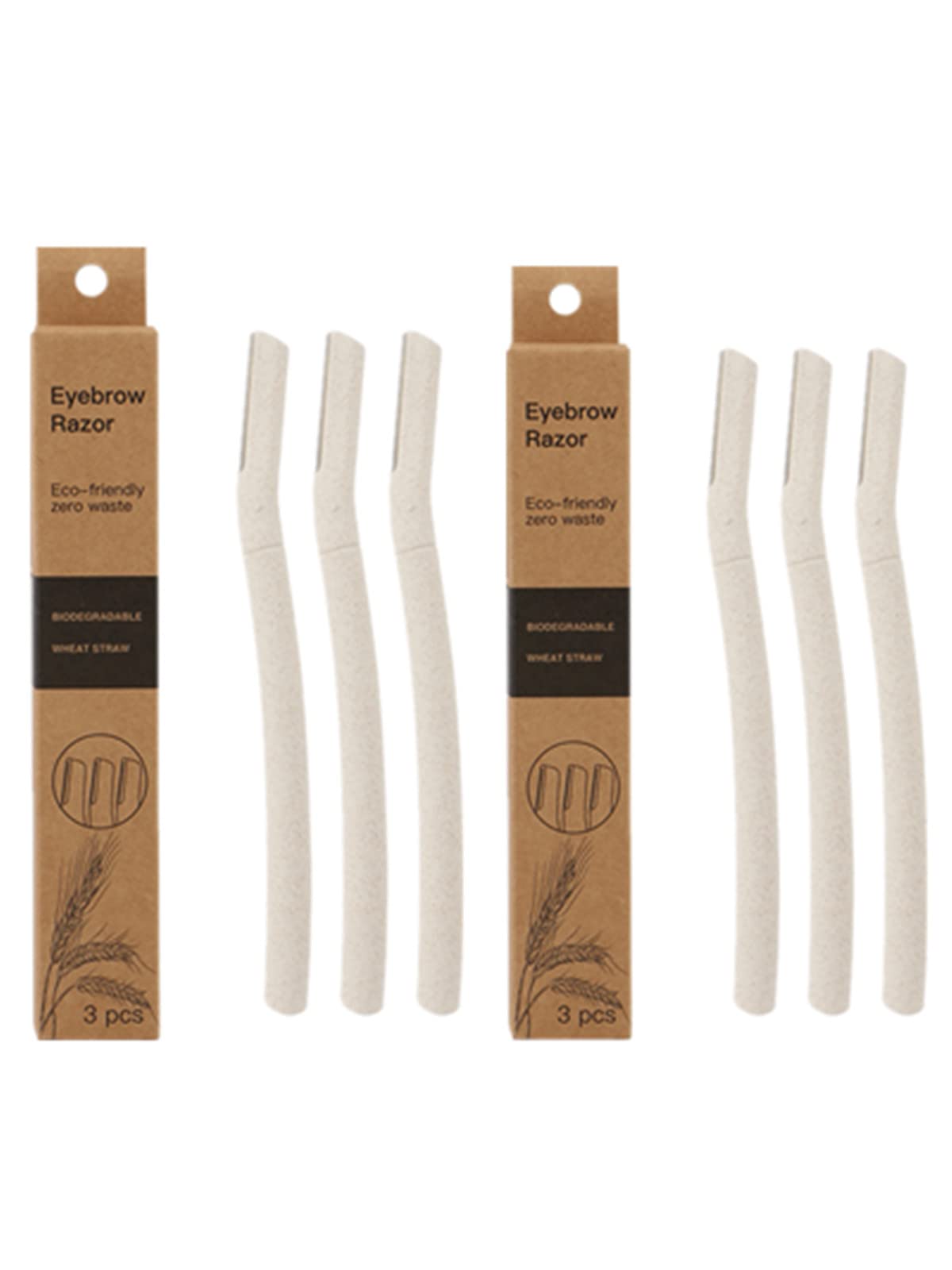 Cheeroyal 3/6PCS Biodegradable Wheat Straw Dermaplaning Blades - Eyebrow Razor & Peach Fuzz Remover for Face - Safe for Men & Women (6 Pack) - Perfect for At-Home Skincare & Hair Removal