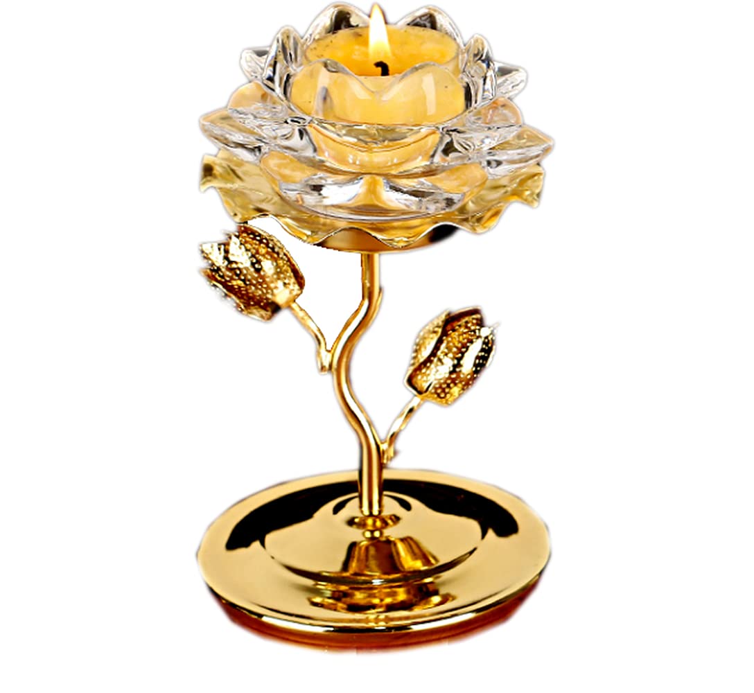 1pc Chinese Lotus Ghee Lamp Holder - Feng Shui Home Decor, Brass Candle Holder for Meditation, Yoga & Spiritual Rituals - Perfect for Living Room, Altar or Bedroom Decor