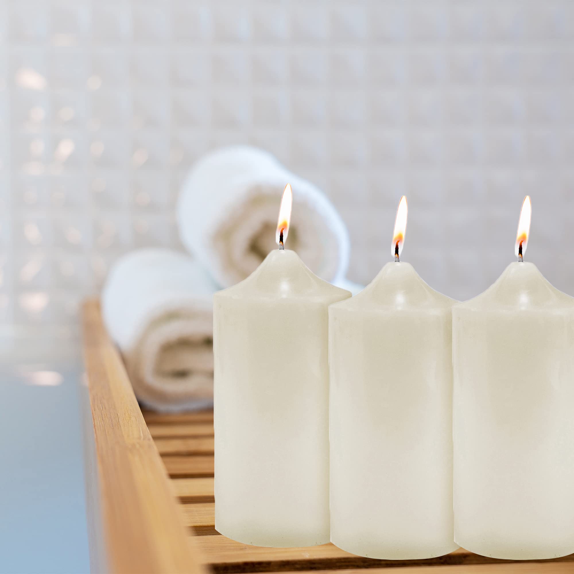 Unscented Ivory Pillar Candles for Weddings, Home Decor, Spa & Relaxation - 12 Pack Smokeless Cotton Wick 3x6 Inches - Perfect for Romantic Dinners, Meditation & Centerpieces