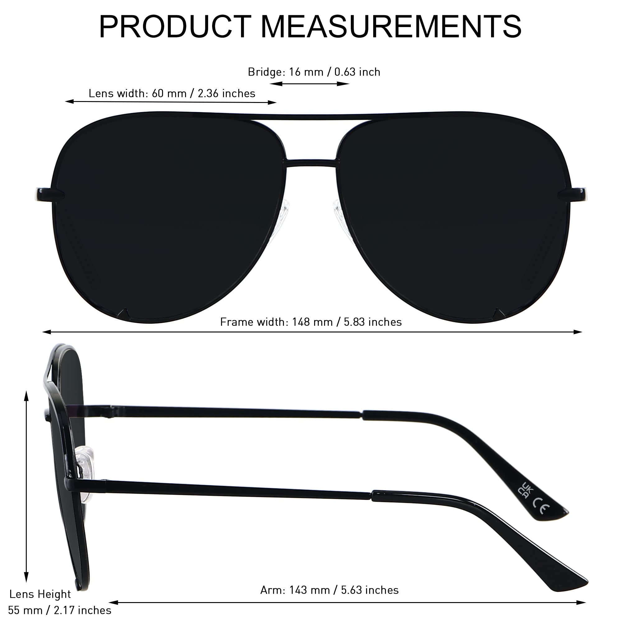 ANDWOOD Oversized Aviator Sunglasses for Women & Men - UV400 Protection Polarized Fashion Sunglasses - Perfect for Driving, Beach & Outdoor Activities