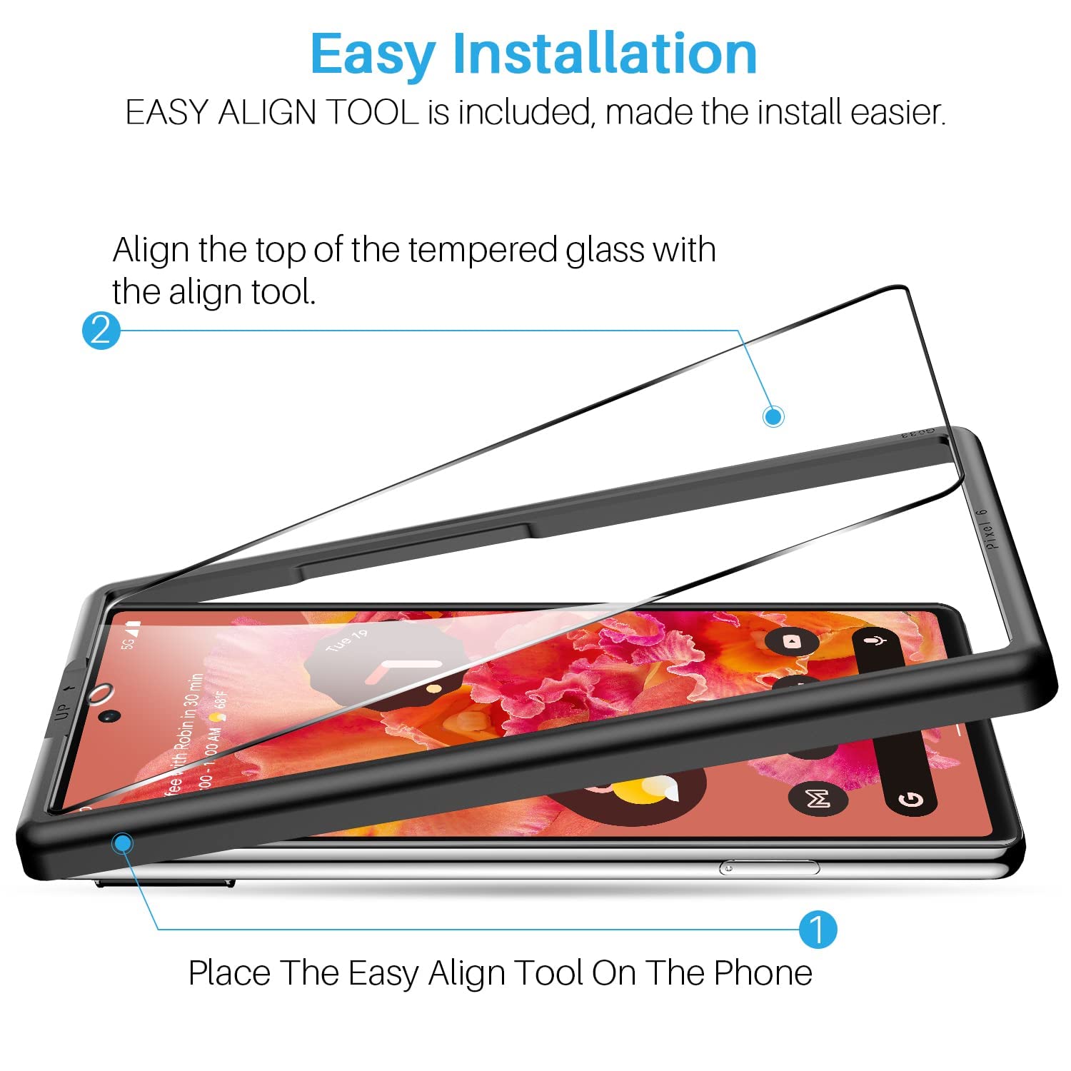 LK 2+2 Pack Google Pixel 6 Screen Protector - Tempered Glass & Camera Lens Cover, 9H Hardness Anti-Scratch for Daily Protection