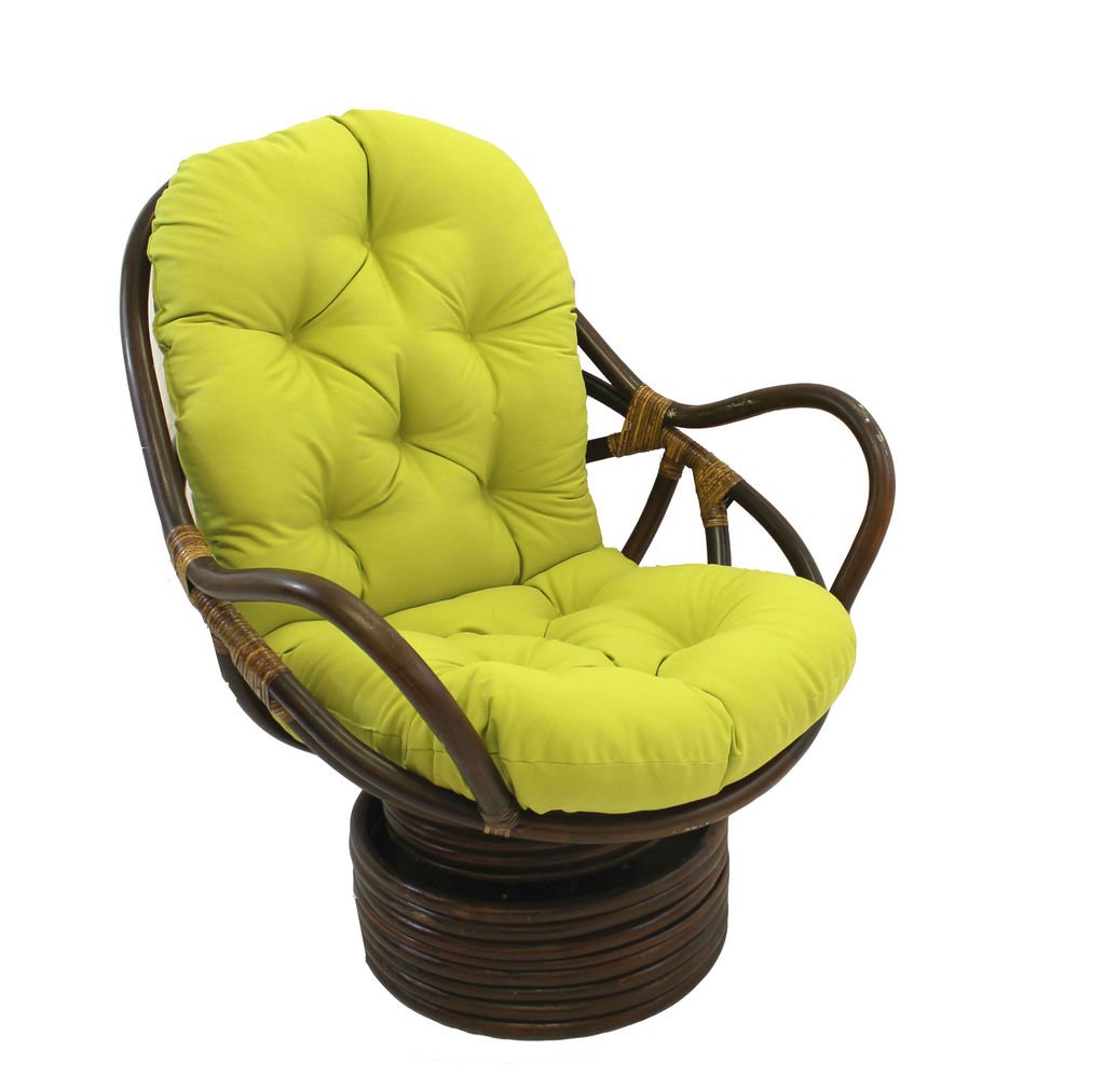 International Caravan Swivel Rocker Chair with Twill Cushion - Mojito Lime Green - Comfortable Living Room Furniture for Relaxing & Reading