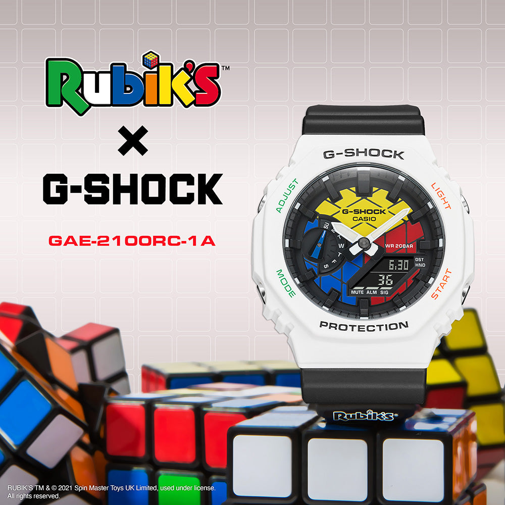 G Shock GAE2100RC 1A Rubik's Cube Limited Edition Watch - Stylish Digital Sport Watch for Men, Durable Shock Resistant Design - Perfect for Outdoor Adventures, Sports & Everyday Wear