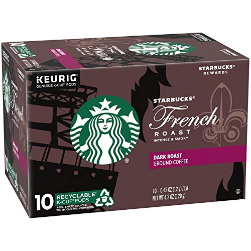 Starbucks Dark Roast K-Cup Coffee Pods - French Roast for Keurig Brewers (40 Pods, 4 Boxes of 10) - Bold & Rich Flavor for Morning Energy or Office Break | Compatible with All Keurig Single Serve Coffee Makers