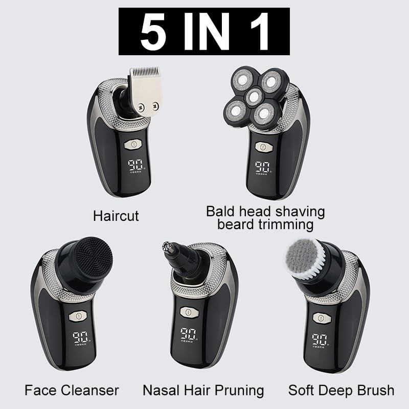 5D Electric Shaver for Bald Men - Rechargeable Head & Facial Shaver for Smooth Shaving at Home or Travel