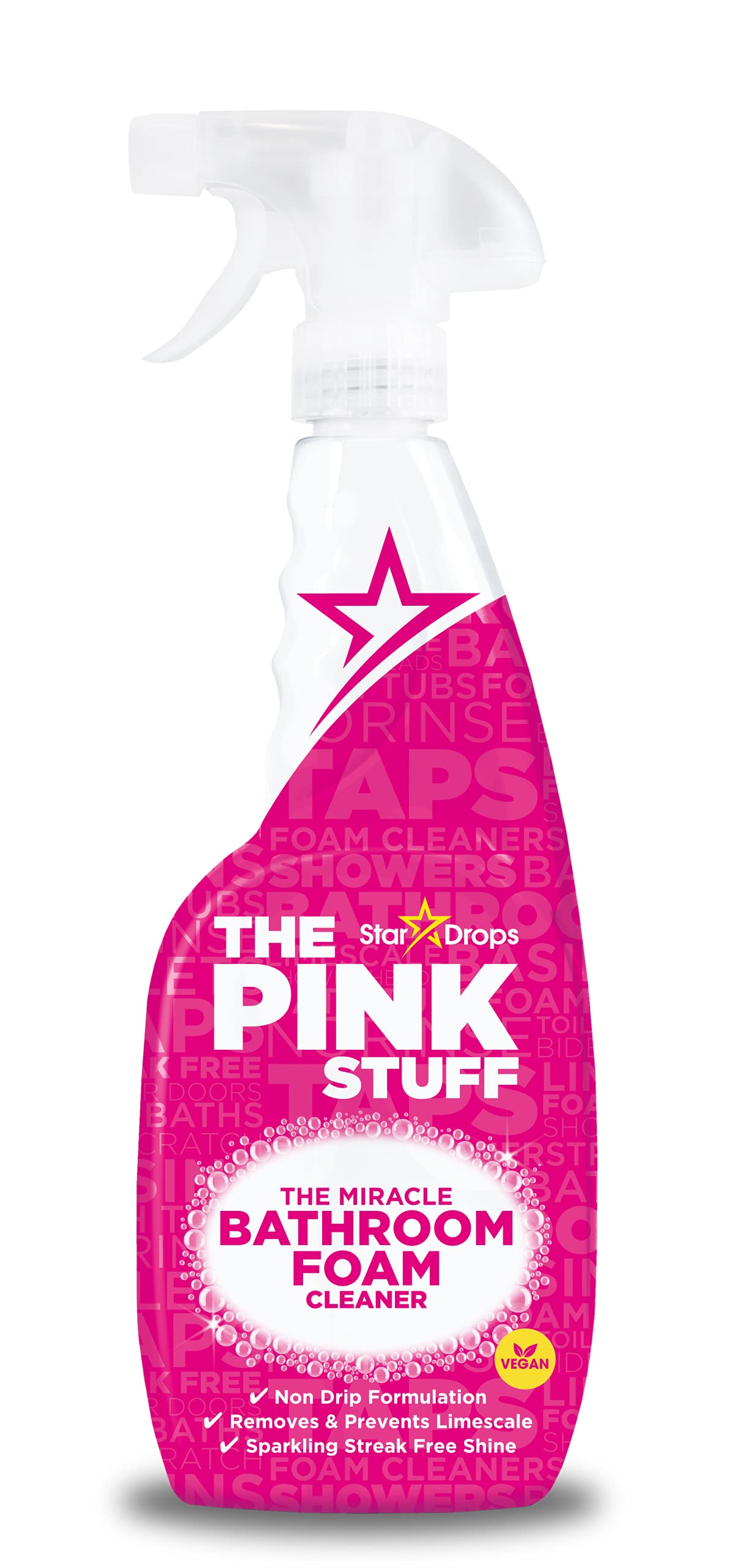 Stardrops Pink Stuff Bathroom Cleaner 850ml - Powerful Multi-Surface Cleaner for Tiles, Sinks & Showers | Removes Limescale & Soap Scum | Ideal for Bathroom, Kitchen & Household Cleaning
