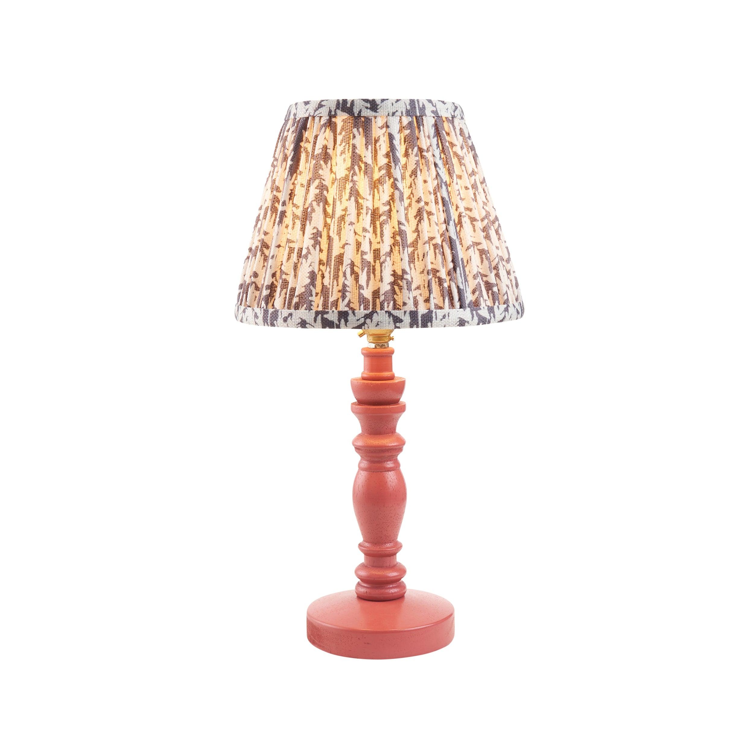 Bibury Pink Table Lamp with 20cm Pearl Grey Leaf Shade - Elegant Bedside Lighting for Bedroom, Living Room & Office Decor
