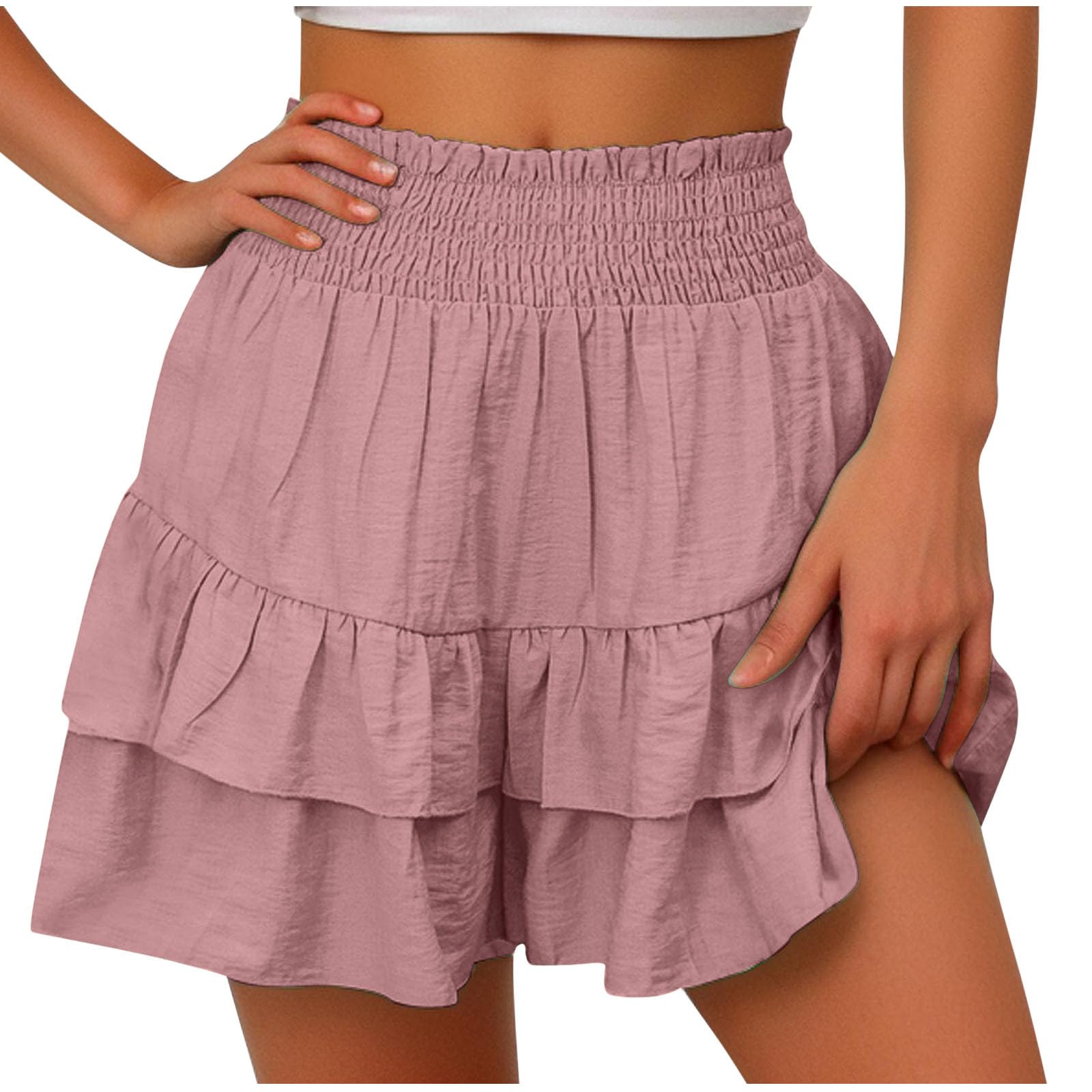 HLYSGO Women's Comfy Summer Shorts - Loose Fit, Smocked Waist for Lounge & Casual Wear