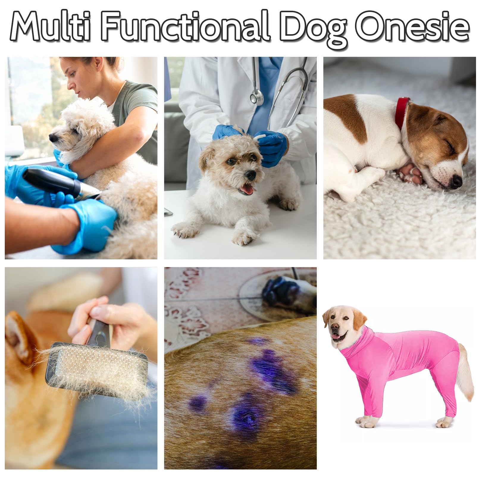Hamiledyi Dog Onesie Anti-Licking Surgical Recovery Suit - Soft Pet Cone Alternative for Post-Surgery Care - XX-Large Pink Dog Pajamas for Male & Female Dogs - Perfect for Spay/Neuter Recovery, Wound Protection & Anxiety Relief