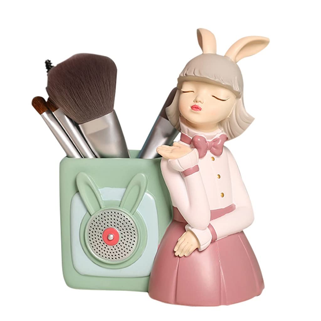 Cute Rabbit Pencil Holder - Desktop Organizer for Cosmetics & Stationery - Home Office Decor