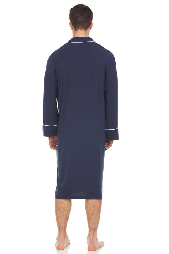 Soft Micro Modal Men's Nightshirt for Sleeping - Breathable & Comfortable Men's Nightgown - Loose Fit Sleep Shirt for Men - Perfect for Lounge & Bedtime Relaxation