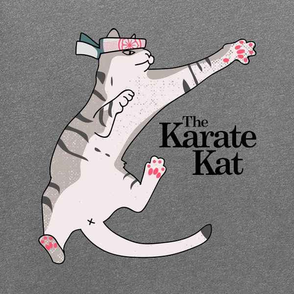 Funny Karate Cat Meme Graphic T-Shirt for Men - Pop Threads Cool Cat Design - Perfect for Casual Wear, Gifts & Anime Fans