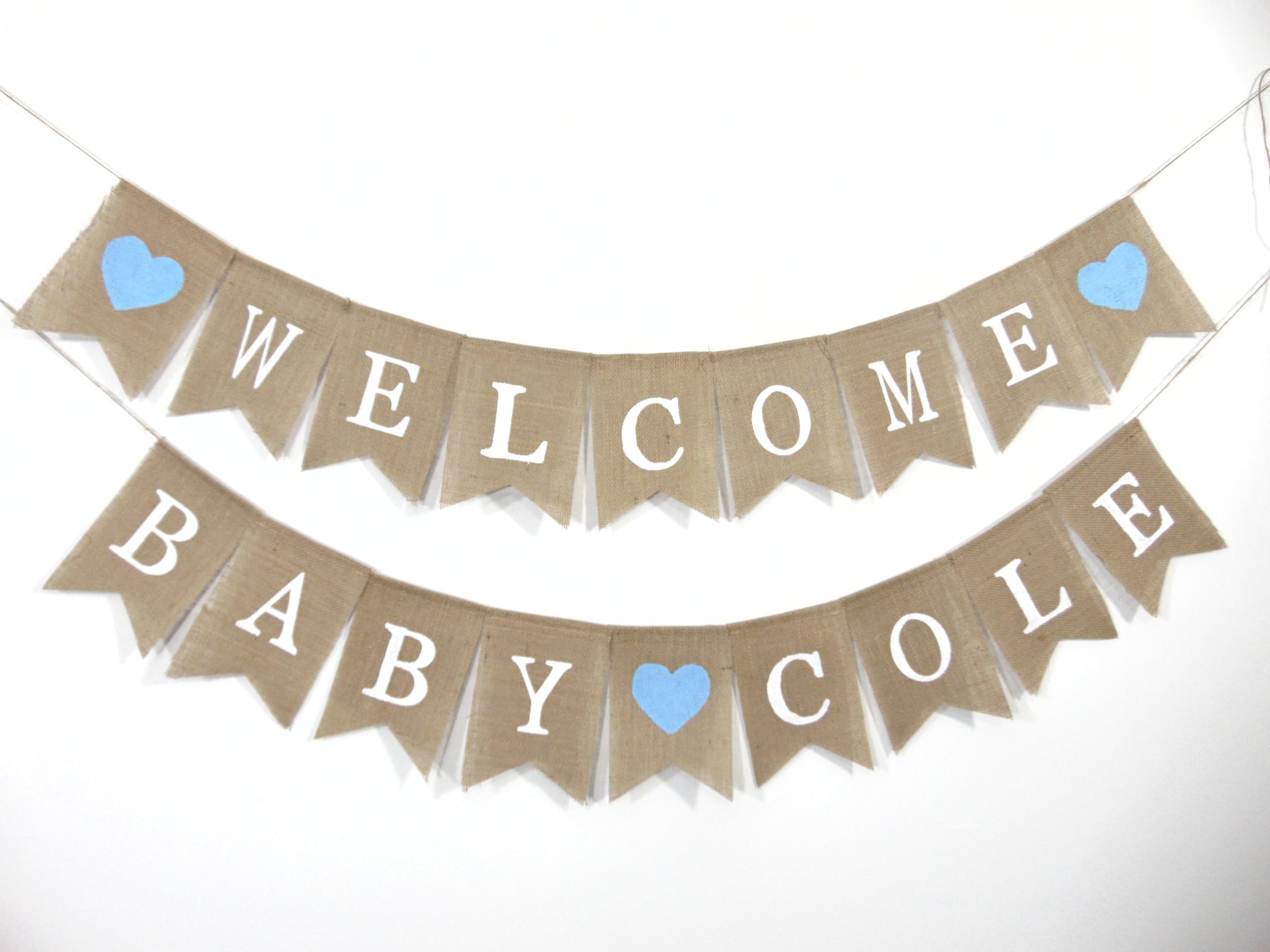 Custom Personalized Welcome Home Baby Banner - Burlap Baby Shower Decorations for Newborn Nursery & Gender Reveal Party Decor