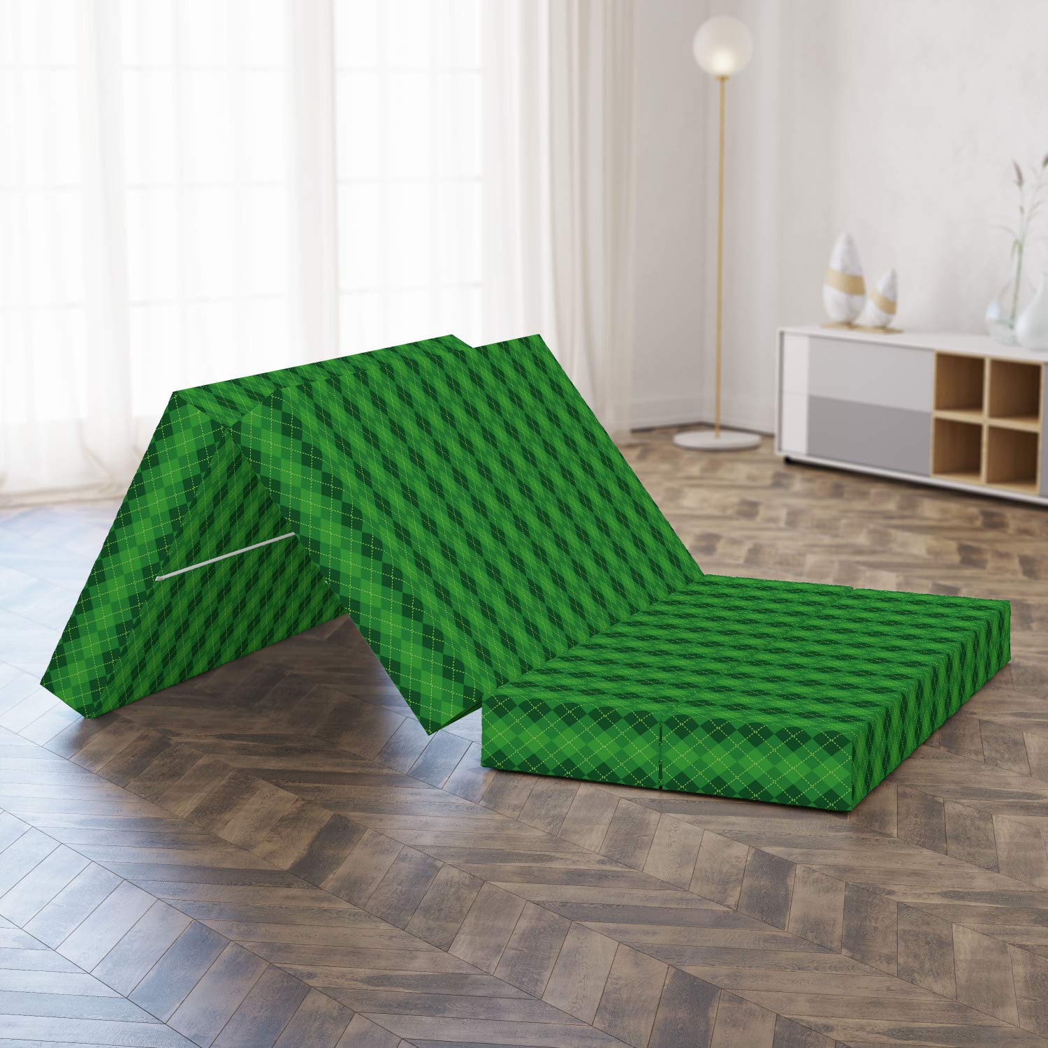 Ambesonne Irish Foldable Mattress - Tartan Plaid Design, 78.7