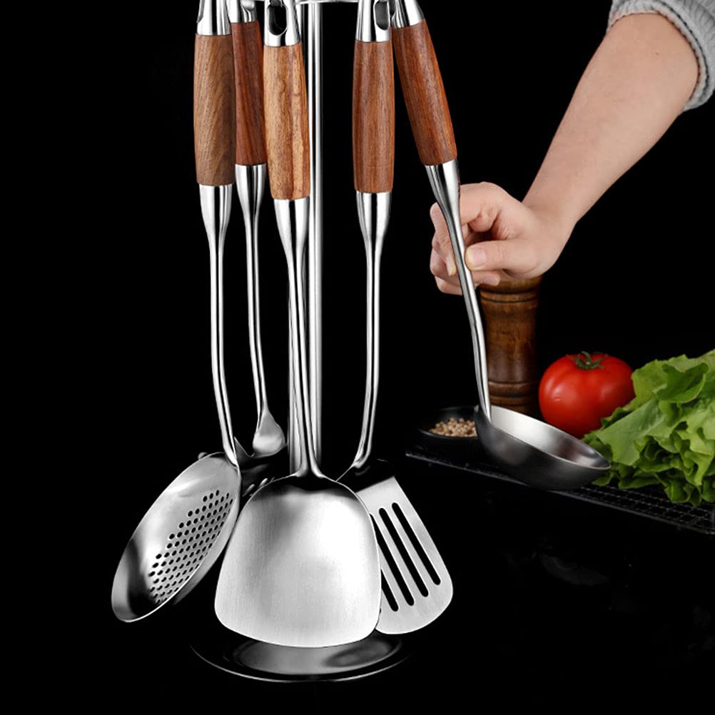 Uonlytech Rotating Kitchen Cutlery Rack - Spatula & Spoon Organizer, Shovel Hook Holder for Kitchenware Storage | Perfect for Organizing Utensils in Small Kitchens & Saving Counter Space