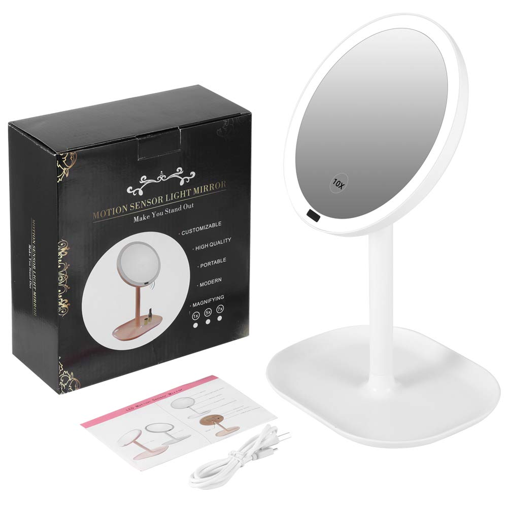 Wosune 10X Magnification LED Sensor Makeup Mirror with Touch Control - Perfect for Bathroom, Bedroom & Vanity - Ideal for Makeup Application, Skincare & Grooming