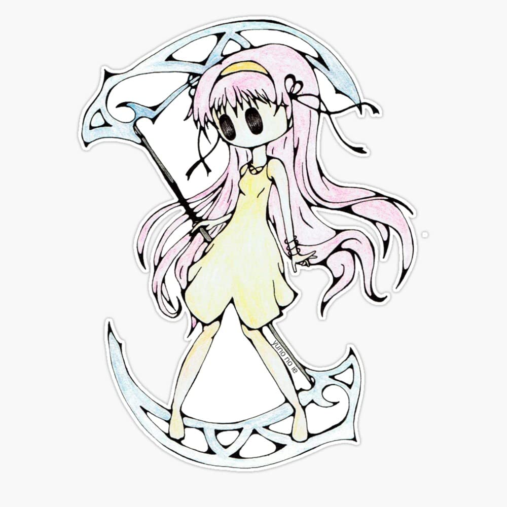 Kawaii Scythe Vinyl Sticker - Waterproof 5 Inch Laptop Decal for Anime Fans & Gamers - Perfect for Laptops, Notebooks, Water Bottles & Gaming Gear