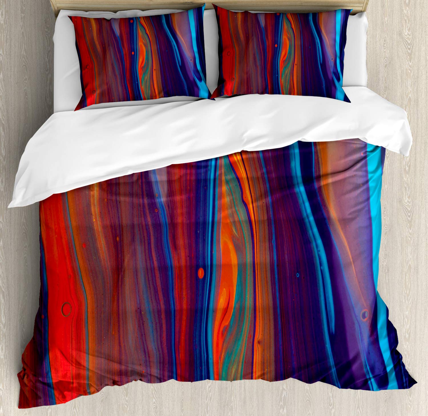 Ambesonne Colorful King Size Duvet Cover Set - Oil Painting Abstract Art Design with 2 Pillow Shams, Modern 3-Piece Bedding for Home Decor | Perfect for Master Bedroom, Guest Room & Airbnb Styling