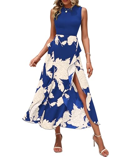 White Floral Bright Blue