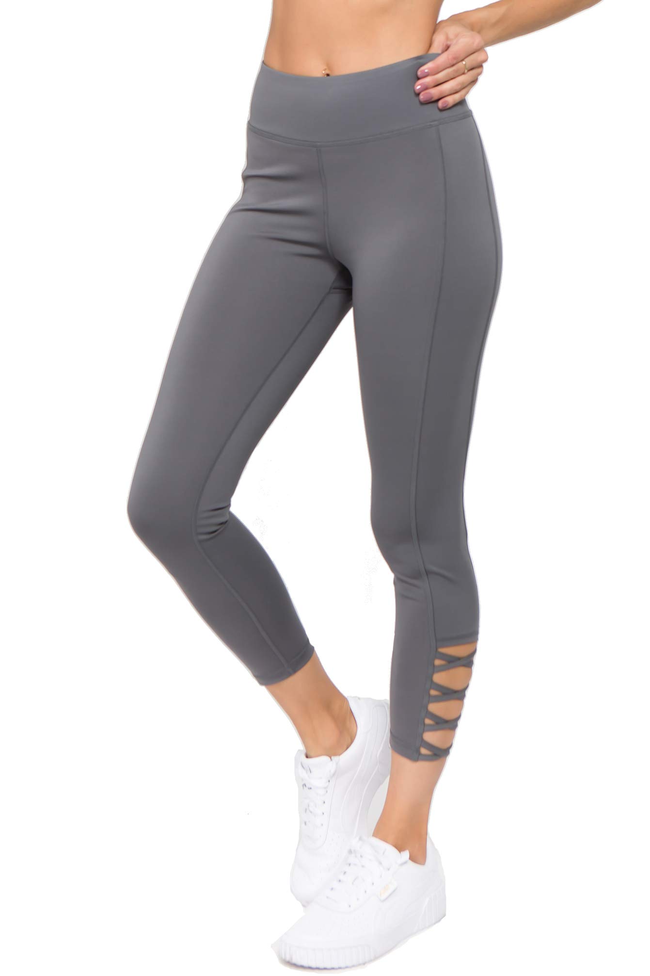 **ICONOFLASH Women's High Waist Workout Leggings with Pockets & Lattice Design - Yoga, Running, Gym & Casual Wear**