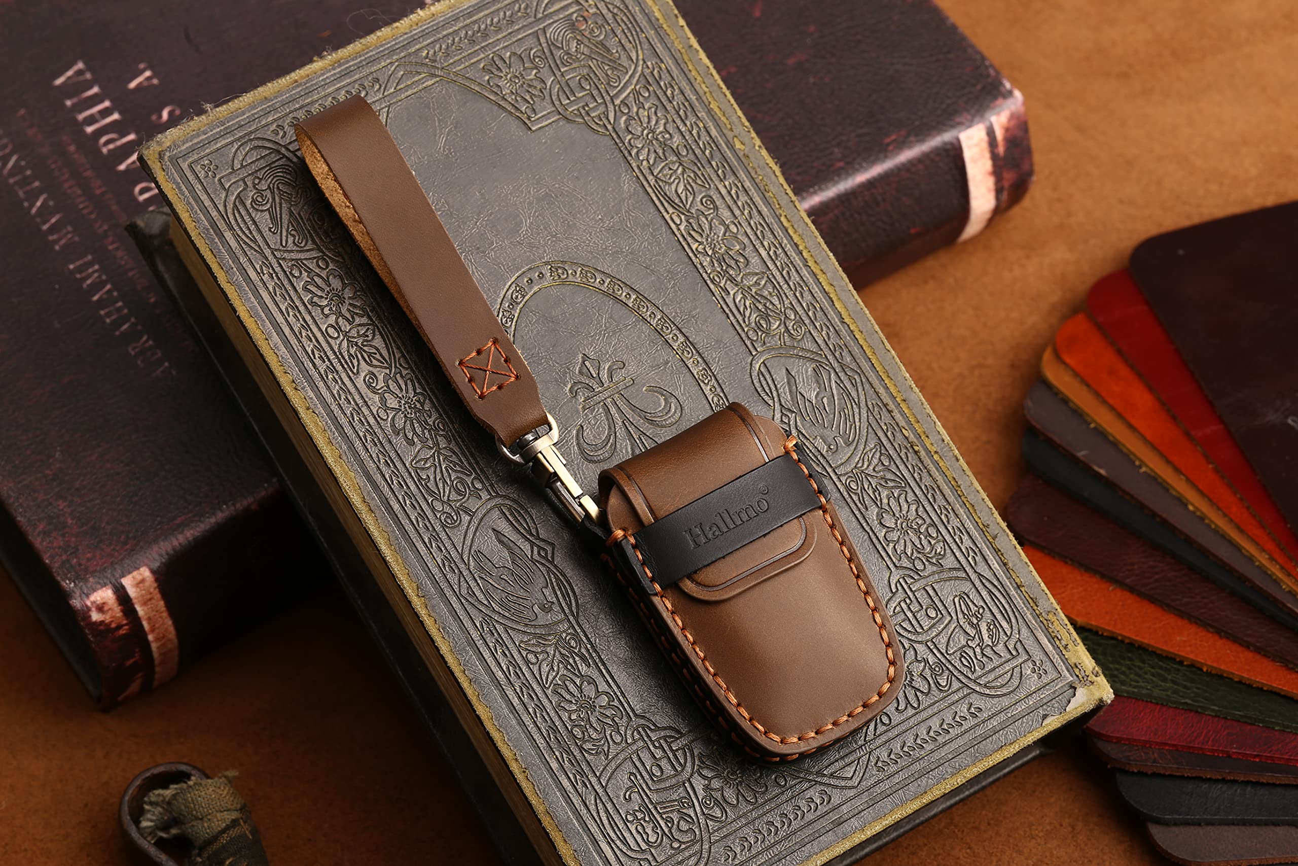Genuine Leather Handmade Car Key Cover Case Protector - Compatible with Toyota Camry, RAV4, Corolla, Highlander, Land Cruiser Prado (3/4/5/6 Buttons) - Premium Brown Key Pouch for Vehicle Protection & Style - Perfect for Everyday Use, Travel and Gift Giving
