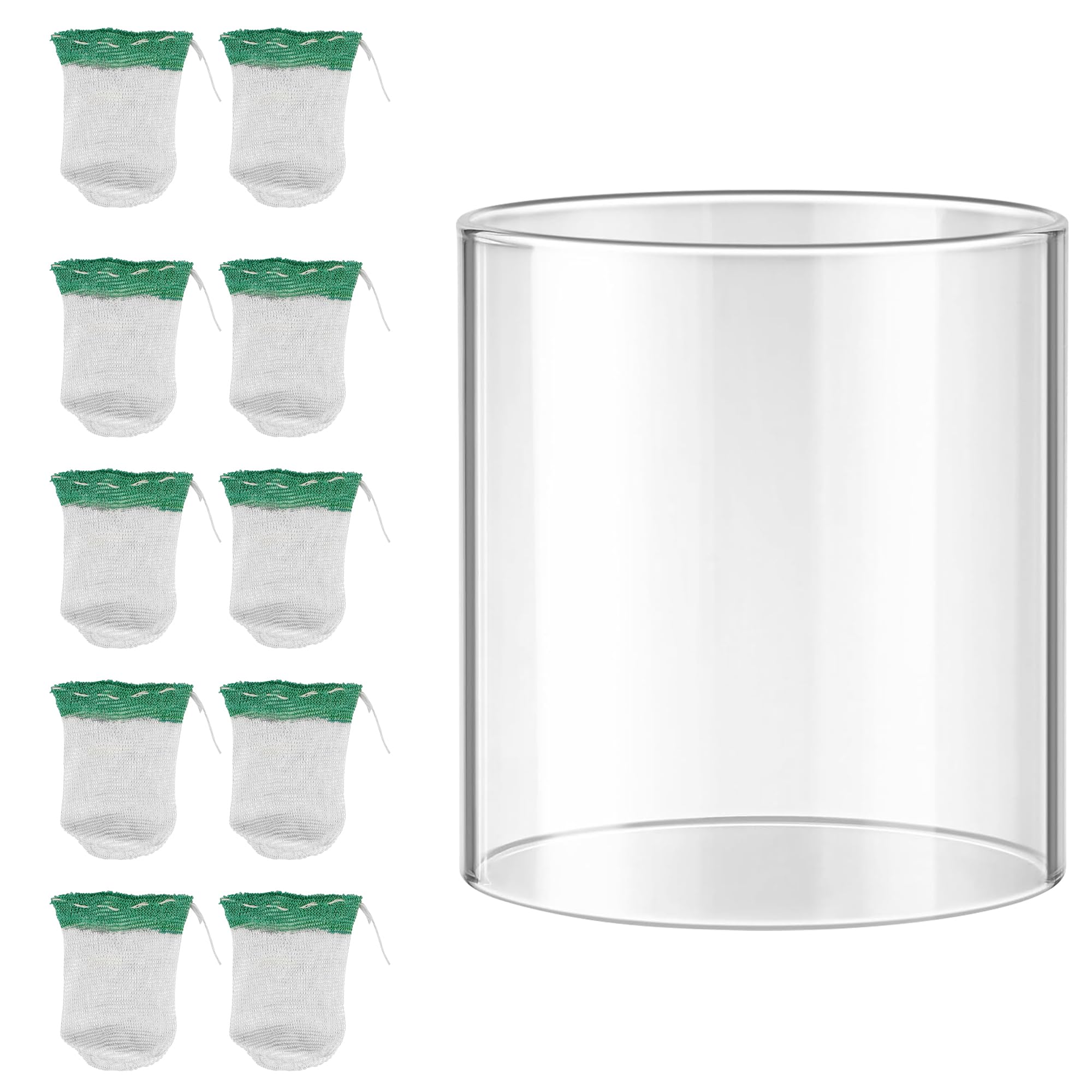 10-Pack Propane Lantern Mantles with Replacement Glass Globe - Compatible with Coleman Fueled Lanterns for Camping, Hiking & Emergency Lighting | Durable Outdoor Lantern Accessories