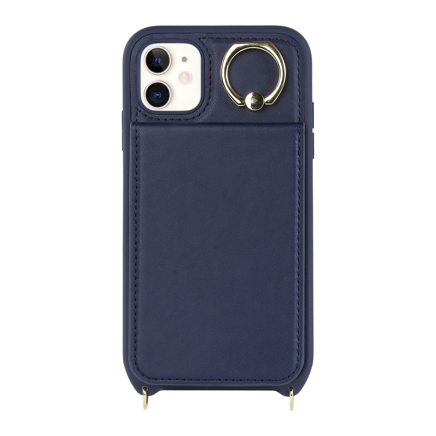 Premium Shockproof iPhone 11 Case with Card Holder & Kickstand - Slim Wallet Phone Cover for Women with Credit Card Slots & Detachable Ring (Blue) | Perfect for Travel, Shopping & Everyday Use